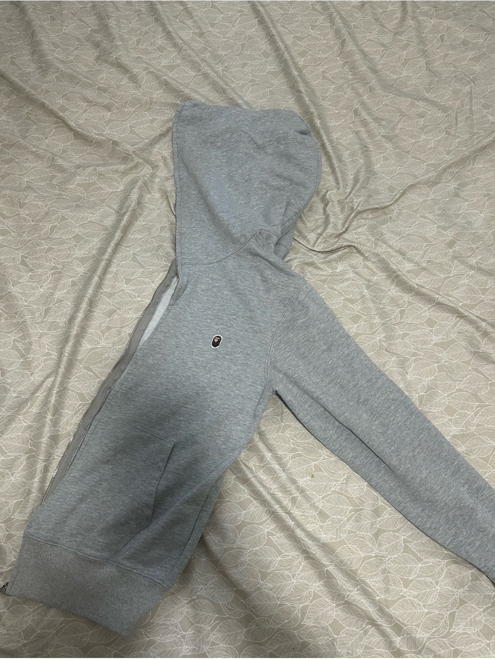 Bape Gray Zip-Up Hoodie with Small Ape Head Logo